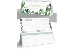 ‎UNITURE UNITURE® - Ranken Design Tischkalender 2026 quer Wochenkalender 2026, 1 Woche 2 Seiten als Querkalender 2026 Monatskalender - Kalender 2026 Planer mit Monatsansicht Stehkalender