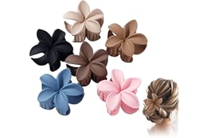 HAOYULUO Lot de 6 Pince à Cheveux Fille,Pince Fleur,Pinces à Griffes Mates,Conception antidérapante, Convient pour fixer les cheveux épais, les cheveux raides, les décoratifs pour les filles (6 Couleu)