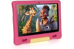 ZIBATIS 10 Inch Kids Tablet, Android 14, Octa Core Processor, 16GB RAM, 128GB ROM, 1TB TF, 5000mAh Battery, WiFi, Bluetooth, Type-C, Pink