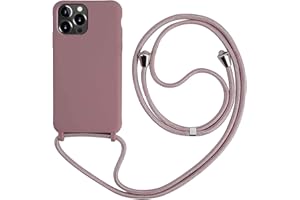 MEVIS MEIVS Funda Compatible con iPhone 13 Pro, Ajustable Collar Correa de Cuello CordónCarcasa de Silicona-Loto Color