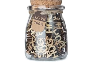 HSXIANG Give a HUG in a bottle(200ml), Hugs in a Jar- Wooden Cutouts Letter Piece；Jar of HUG Gifts for Valentine's Day/Birthday Day/Chrismas/Holiday. (100pcs HUG)