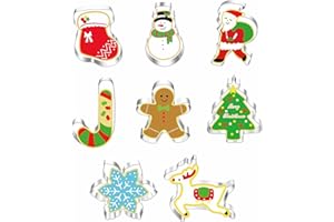 QASIMOF Formine Biscotti Natale Set di 8, in acciaio inox, Forme Biscotti Natale, DIY Stampini Biscotti Natalizi