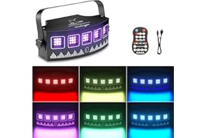 Luces de Fiesta, Proyector Hakuta de Luz Estroboscópica LED para DJ, con Activación Remota por Sonido, Luces para Escenario de Fiesta, DJ, Disco para Halloween, Navidad, Cumpleaños, Bodas y Clubes