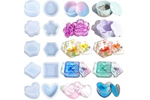 HenfuME Molde Resina Epoxi 5 Pcs Moldes de Silicona para Resina,Resina Epoxi Transparente Manualidades,Moldes Silicona Resina DecoracióN de Mesa DIY Manualidades.