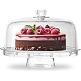 Denny International® 6 IN 1 CAKE STAND CLEAR ACRYLIC DOME LID SALAD PLATE PUNCH BOWL CHIP DIP SERVER