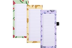 Yafe 3 Pack Magnetic Shopping List Pad for Fridge, 150 Tear Off Sheets 21.4 x 8.8cm Magnet Notepad Grocery List Fruit Theme Magnetic Notepads for To Do Lists, Shopping, Locker, Filing Cabinet