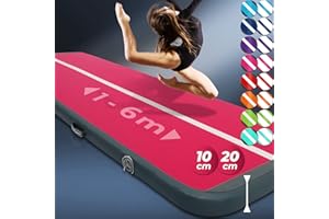 VENDOMNIA Airtrack Tapis de gymnastique, gonflable, 10/20 cm de haut, longueur : 1/2/3/4/5/6/7/8 m, avec pompe électrique et sac, tapis de tumbling, tapis d'entraînement, tapis de fitness, tapis de