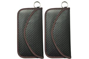 ANZHEE 2 Pack Phone Faraday Pouch with Securing Ring and Keychain, RFID Signal Blocking Faraday Bags for Mobile Phone Security Black