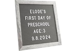 C CRYSTAL LEMON Changeable Felt Letter Board 25x25cm, Gray Felt with Rustic Frame, 336 Letters, Symbols & Emojis - Ideal for Home, Office, Baby Showers & New Birth Celebrations
