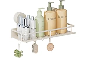 Wisfame Saugnapf Ohne Bohren Duschablage,10kg Tragfähigkeit Badregal für Shampoo Conditioner,Abnehmbare und Rostfreie Badezimmer Organizer mit Großer Kapazität,weiß