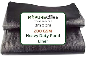 MYPURECORE YOU AT THE CORE MYPURECORE Pond Liner – Various Sizes – Heavy Duty HDPE Material - UV & Tear Resistant, Flexible for Koi & Fish Pools, Water Gardens - Ideal for Small to Large Ponds, Wildlife (3m x 3m)