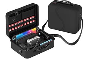 LXFEIFANTECH Carrying Case Compatible with Switch 2, with 18 Games Cartridges Waterproof and Dustproof Travel Case Compatible with Switch 2 Accessories, with Handles and Shoulder Straps, Black
