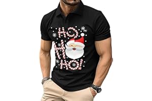 GENERIC Men's Christmas Polo Shirts Casual Short Sleeve Funny Christmas Golf Polos Santa Xmas Hawaiian Holiday Tops for Men