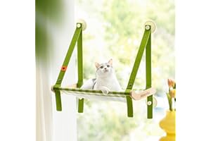 MEWOOFUN Hamaca plegable para ventana para gatos, 60 x 37 cm, tumbona grande para ventana para gatos, hamaca resistente con fuertes ventosas, color verde