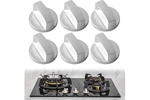 Miunpri Set di 6 manopole girevoli in metallo, 8 mm, manopole universali per fornelli e superfici di cottura, set di manopole universali (argento)