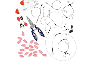 DNA LEISURE 47pc Pike Fishing Rig Set – Snap Tackle Rigs Sizes 6–10 Barbed Hooks, Floats, Wire Traces, Inline Weights, Beads, Stops & Cutting Tool – Predator Deadbait Tackle Kit