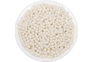 anezus Pearl Beads for Craft, 1000pcs Ivory Faux Fake Pearls, 6 mm Small Sew on Pearl Beads with Holes for Jewelry Making, Bracelets, Necklaces, Hairs, Crafts, Decoration and Vase Filler