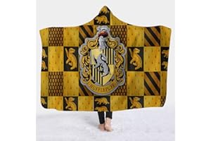YEDL YEOL Decke Mit Kapuze Gryffindor Slytherin Ravenclaw Hufflepuff Plüsch Kuscheldecke Mit Kapuze Erwachsene Warme Bettwäsche (150 x 200 cm, O)