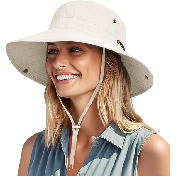 HSELL Damen Sonnenhut - UV-Schutz Mit Pferdeschwanz-Loch & Breiter Krempe