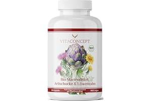‎VITACONCEPT PRAXIS FÜR ANTI-AGING-MEDIZIN BIO Mariendistel Artischocke Löwenzahn Komplex I 180 hochdosierte vegane Kapseln I ohne Magnesiumstearat I Qualität aus Deutschland I Vitaconcept