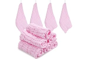 ABirdon 10 Piezas Muselinas Bebe, Algodon Orgánico, 30 x 30 cm Toalla Facial Infantil Suaves, Toalla de Gasa Bebe para Niños, Paños de Muselina Facial Infantil para Recién Nacidos