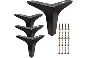 Mimhooy 4 Inch Furniture Legs Set of 4 Metal Furniture Legs Modern Triangle Feet Matte Black for Sofa Cabinet Cupboard Couch Chair Ottoman