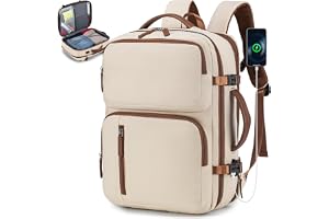 BAGZY Ryggsäck Handbagage 40x30x15 cm (Expanderbar till 40x30x20 cm) för British Airways, Air France, Ryanair, Wizz Air Ryggsäck för Laptop 15,6 tum, Vattentät, Kabinväska för Arbete och Resor Kaki