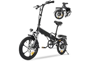 Finbike 250w Bici Elettrica Pieghevole, Bicicletta Elettrica A Pedalata Assistita, 7.8ah Batteria, Autonomia Di 35-55km, Facile Da Montare, 4 Ammortizzatori, 3 Modalità Di Guida, Carga 120kg