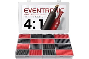 Eventronic 4:1 Schrumpfschlauch Set mit Kleber, 400 Stück Doppelwand, IP68 Schrumpfschlauch Wasserdicht, für Elektrische Isolierung und Kabelverbinder, Hohe Belastbarkeit, Das Nie Verblasst