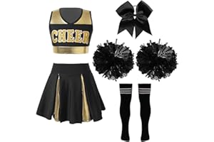 Kvysinly Girls Cheer Leader Costume School Cheerleading Dance Dress Kids Fancy Dress Up Outfits Shiny Uniform
