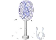 Lulu Home 2-in-1 Electric Bug Zapper Racket, 3000V High Voltage LED Lighted Handheld Mosquito Swatter with 3 Layer Safety Mes