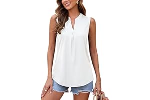 WNEEDU Canotta Donna Estive Scollo a V Camicette Estivo Magliette Casual Tank Top Senza Maniche