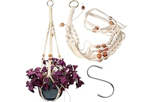 NUOOO Makramee Pflanzenhänger Blumen Hängehalter Korb Blumenampel Blumenaufhänger Blumentopfhalter Hängeampel Baumwollseil Pflanzgefäß Hängetopf Körbe mit Haken Nutzung in Innen- und Außenbereiche