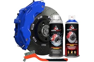 ‎AUTODOMY Autodomy Spray do Zacisków Hamulcowych Odporny na Wysokie Temperatury 400 ml | Farba do Zacisków Hamulców Samochodowych i Motocyklowych + Spray do Czyszczenia Hamulców + Szczotka Stalowa (Niebieski)