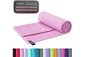BAGAIL BASICS BAGAIL – Serviette de camping avec étui EVA, compacte et ultra douce en microfibre – Super absorbante et légère à séchage rapide pour le sport, la plage, la gym, la randonnée, le yoga – Rose, taille M