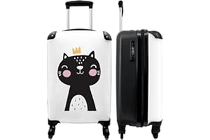 NoBoringSuitcases.com® Valise Fille Bagages Enfant Cabine Petite Valise Travel Essentials Animaux - Chat - Couronne - 55x35x20cm