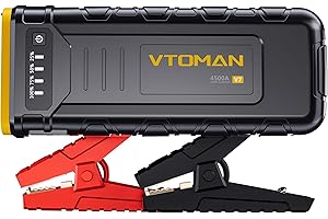 VTOMAN V7 4500A Booster Avviamento,12V Avviatore Batteria Auto (Motori Fino A 10.0L Gas O 8.0L Diesel), Portatile Avviatore Emergenza Per,Batteria Starter Con Torcia LED & 15V CC