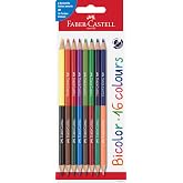 FABER-CASTELL - Set of Bi-color colored pencils, 16 colors | 8 coloured pencils with bi-colour lead for versatile creative an