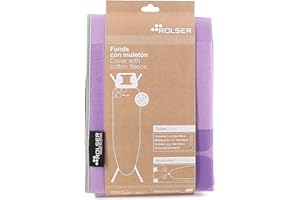 Rolser Funda 100% Algodón para Tabla de Planchar - Talla Universal 140x55 cm - Logos Malva