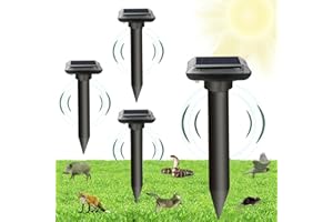 QUEATH Solar Maulwurfschreck,Maulwurf vertreiber,Um wühlmäuse zu vertreiben 4 Stück,Ultraschall Maulwurfschreck für Vertreiben Wühlmäuse,wühlmäuse vertreiben,Maulwürfe vertreibens,Wühlmausschreck