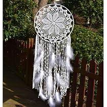 Attrape-Rêves EasyBravo 3 Cercles - 35 Cm - Plumes Blanches - Décoration Bohème 110 Cm