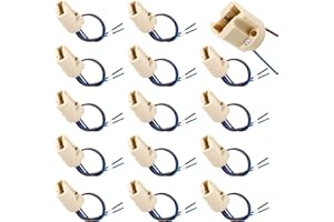 Iyowei 15 PCS G9 Lamp Holders, Ceramic Base Socket for Halogen and LED Lights, Wire Connector Bulb Base With Teflon Wire