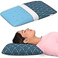 MY ARMOR Cool Gel Memory Foam Pillow for Neck Pain & Shoulder Pain, Orthopedic Pillow for Sleeping, Thin Size - 24.5x15.5x4 Inches, Blue Checks Cover, Pack of 1