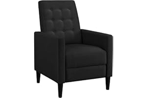 ‎YAHEETECH Yaheetech Relaxsessel Fernsehsessel TV Sessel, Verstellbar Einzelliegesessel Ruhesessel Liegesessel, Polstersessel mit Liegefunktion, aus Leinen, Schwarz