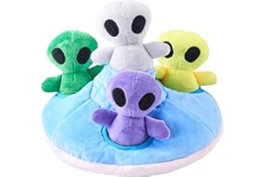 JOYELF Nascondi e Cerca Giocattolo per Cani Cigolanti, Dentizione Interattiva Non Tossica Chew Chase Recupera Giocattoli per Cani con Squeaker, UFO e Giocattoli Alieni