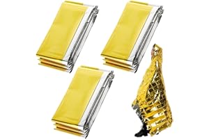 BUTYEAK Manta térmica de oro plateado, 3 piezas, 210 × 160 cm, manta de rescate de emergencia, al aire libre, para senderismo y supervivencia