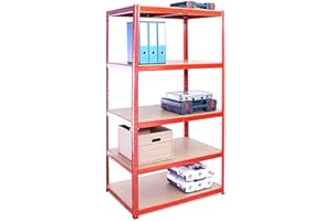 G-RACK 180cm x 90cm x 60cm, Red 5 Tier (265KG Per Shelf), Heavy Duty 1325KG Capacity Extra Deep Garage Shed Storage Shelving Unit, 5 Year Warranty