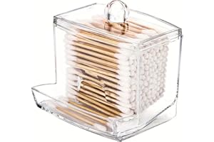XINCHENG Wattestäbchen Behälter, Wattestäbchen Aufbewahrung, Ohrstäbchen Behälter, Acryl Wattestäbchen Spender für Kosmetik, Wattebällchen, Wattestäbchen