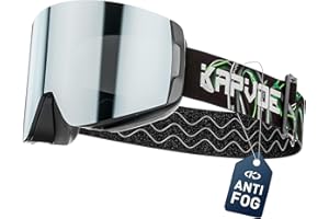 KAPVOE Maschera da Sci Uomo Donna OTG Anti-Nebbia Occhiali da Snowboard con Lenti Magnetiche Intercambiabili, Protezione UV400 K718