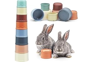 JJWNMLL 8 Piezas Vasos apilables de Conejito, rompeel aburrimiento de Conejos,de plástico Seguros sin BPA, Juguetes de Conejo para Ocultar Alimentos Stacking Nesting Toys (Color morandi)